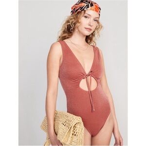 Old Navy Cutout-Front Metallic Shine One-Piece Swimsuit NWT XL